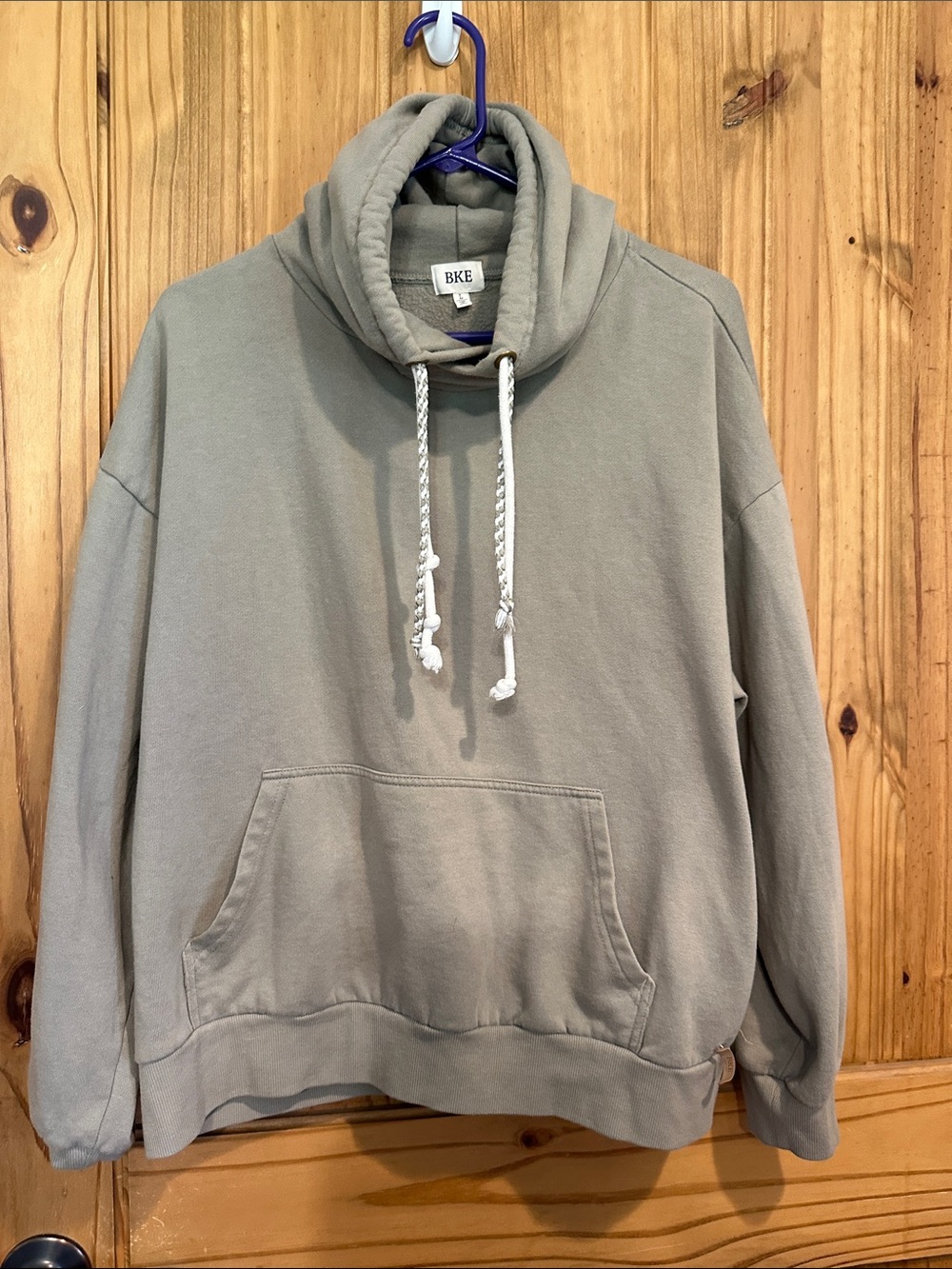 BKE Men's Sage Green Funnel Neck Pullover Hoodie